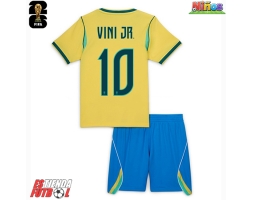 Brasil Vinicius Junior #10 Primera Equipación Niños Mundial 2026 Manga Corta (+ Pantalones cortos)